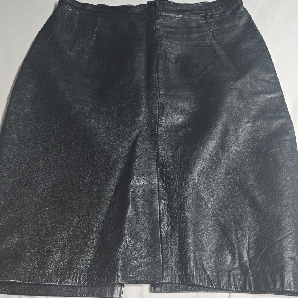 Classic Black Leather Skirt